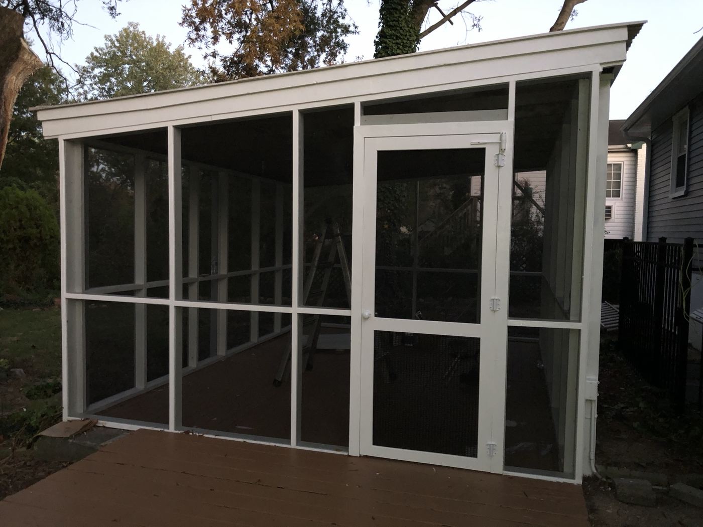 Screened porch after construction